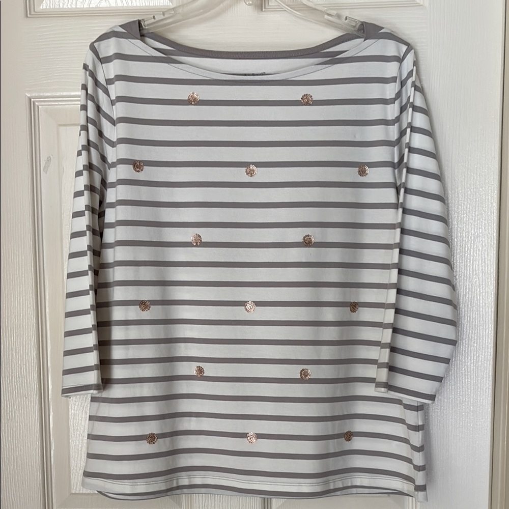 A NEW DAY Striped Sequin Top